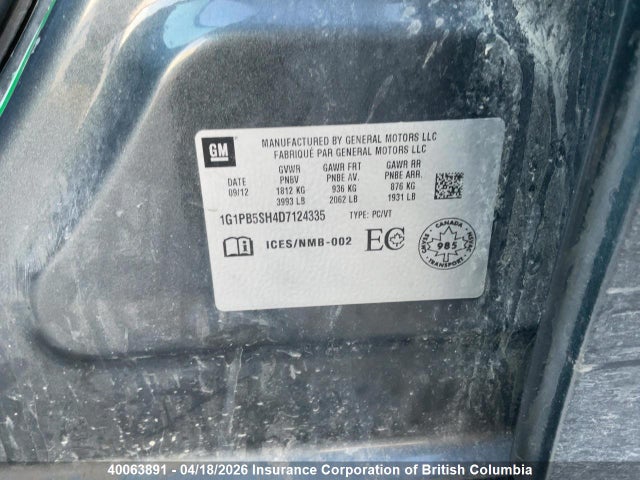 Aukcja sprzedaży 2013 Chevrolet Cruze, vin: 1G1PB5SH4D7124335, numer aukcji: 40063891