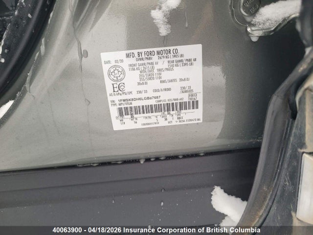 1FMSK8DH6LGB87687 Ford EXPLORER XLT