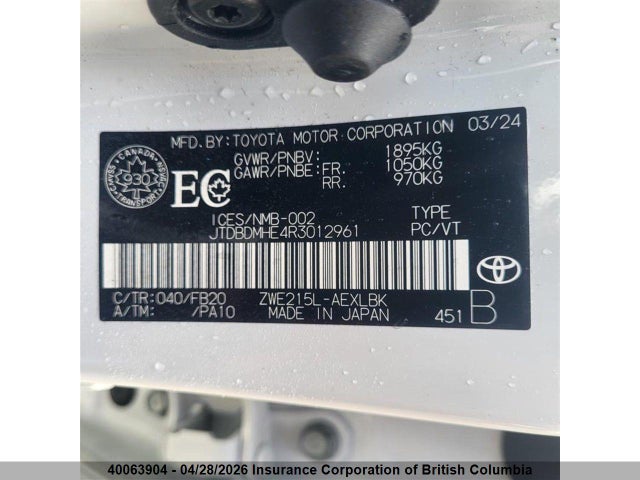 JTDBDMHE4R3012961 Toyota Corolla Le/se/night Shade
