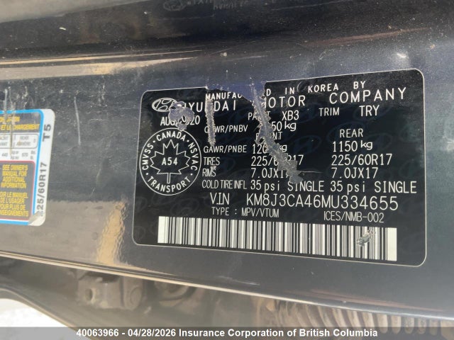 KM8J3CA46MU334655 Hyundai Tucson Limited/sel/sport/ultimate/value