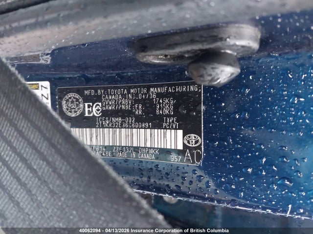 2006 Toyota Matrix Xr/xrs მანქანა იყიდება აუქციონზე, vin: 2T1KR32E36C600891, აუქციონის ნომერი: 40062094