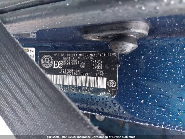 2006 Toyota Matrix Xr/xrs მანქანა იყიდება აუქციონზე, vin: 2T1KR32E36C600891, აუქციონის ნომერი: 40062094