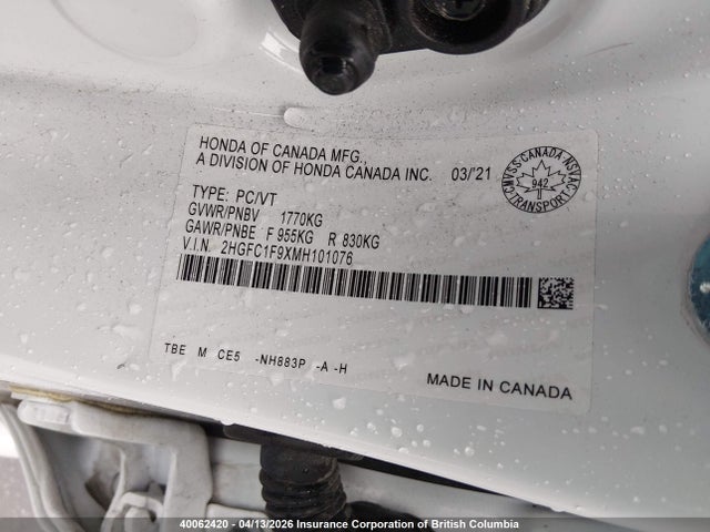 2HGFC1F9XMH101076 Honda Civic Touring