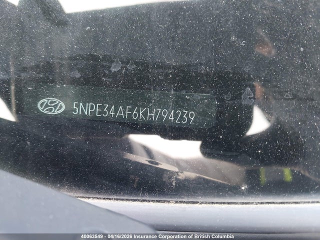 5NPE34AF6KH794239 Hyundai Sonata Limited/sel/sport