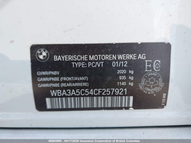 Продажа на аукционе авто 2012 Bmw 328i, vin: WBA3A5C54CF257921, номер лота: 40063985