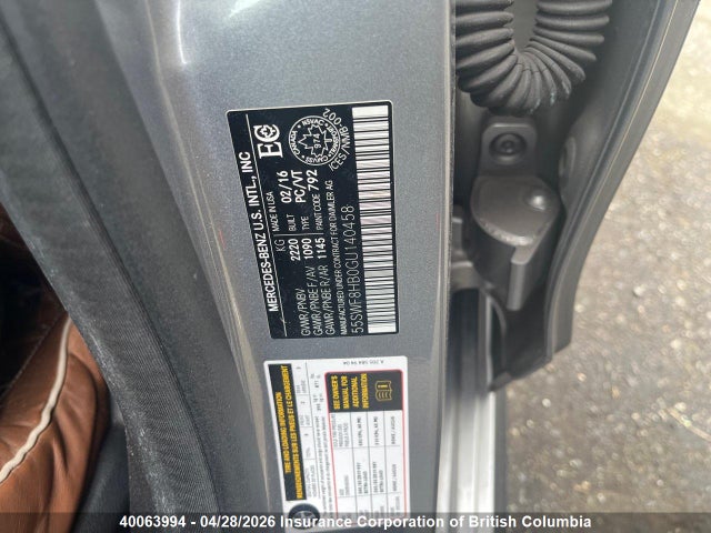 Aukcja sprzedaży 2016 Mercedes-benz C 63 Amg-s, vin: 55SWF8HB0GU140458, numer aukcji: 40063994