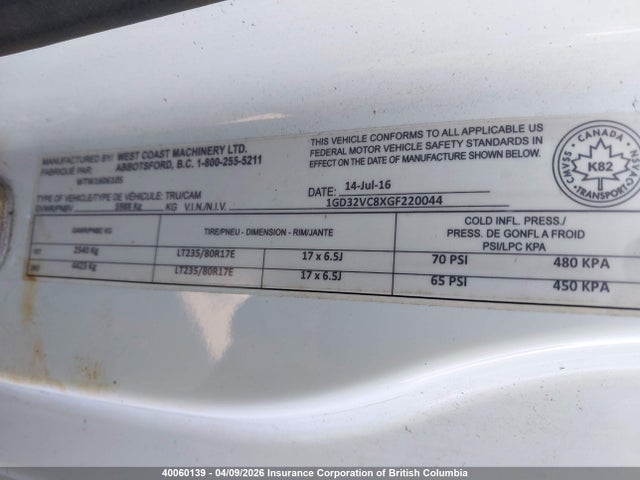 1GD32VC8XGF220044 GMC Sierra K3500