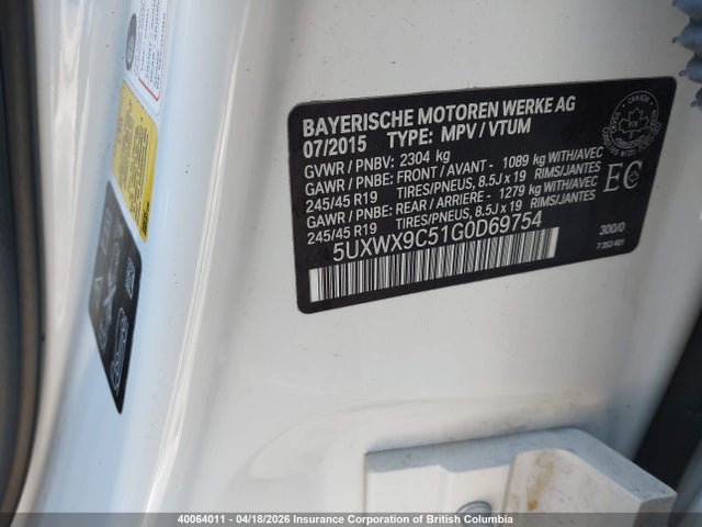 5UXWX9C51G0D69754 BMW X3