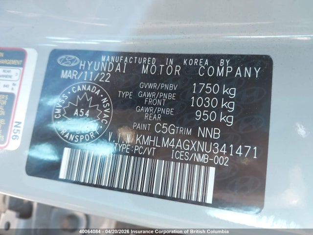Продажа на аукционе авто 2022 Hyundai Elantra Sel, vin: KMHLM4AGXNU341471, номер лота: 40064084