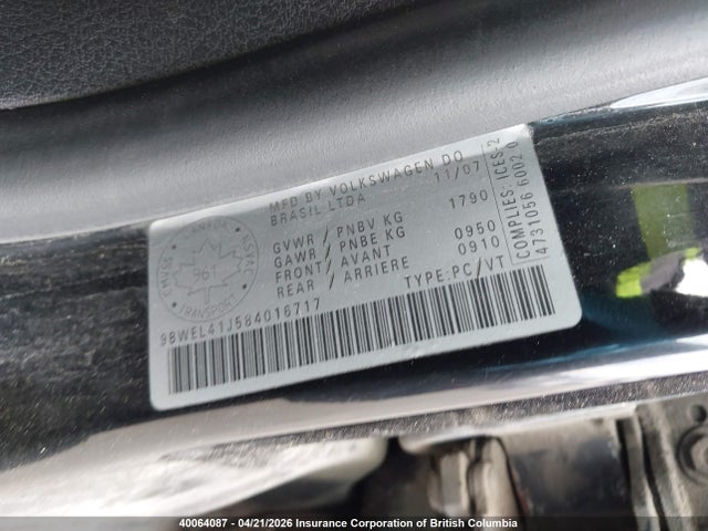 Aukcja sprzedaży 2008 Volkswagen Golf, vin: 9BWEL41J584016717, numer aukcji: 40064087