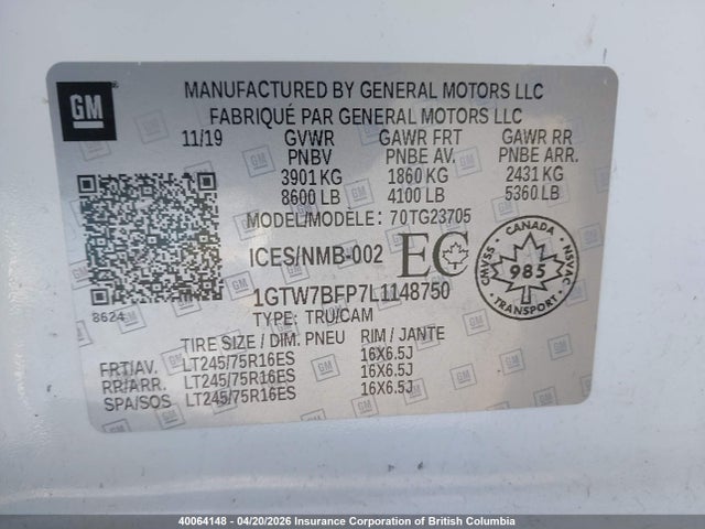 1GTW7BFP7L1148750 GMC Savana G2500