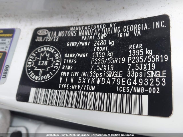 5XYKWDA79EG493253 KIA Sorento Sx/sx Limited