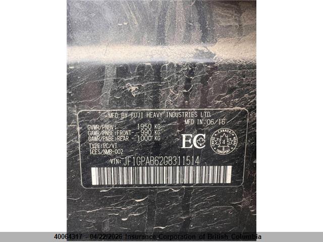 JF1GPAB62G8311514 Subaru Impreza Premium