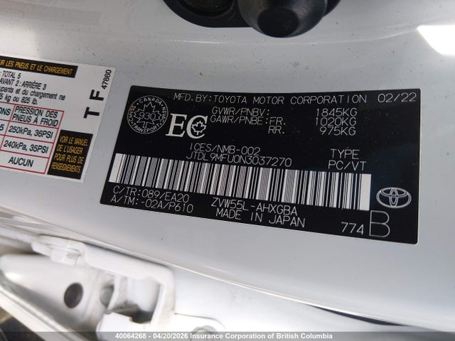 JTDL9MFU0N3037270 Toyota Prius Le/xle/night Shade