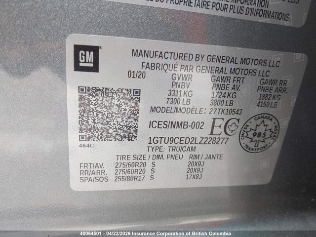 1GTU9CED2LZ228277 GMC Sierra K1500 Elevation