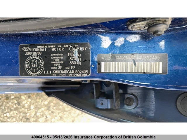 2010 Hyundai Accent Gls მანქანა იყიდება აუქციონზე, vin: KMHCN4BC4AU392435, აუქციონის ნომერი: 40064515