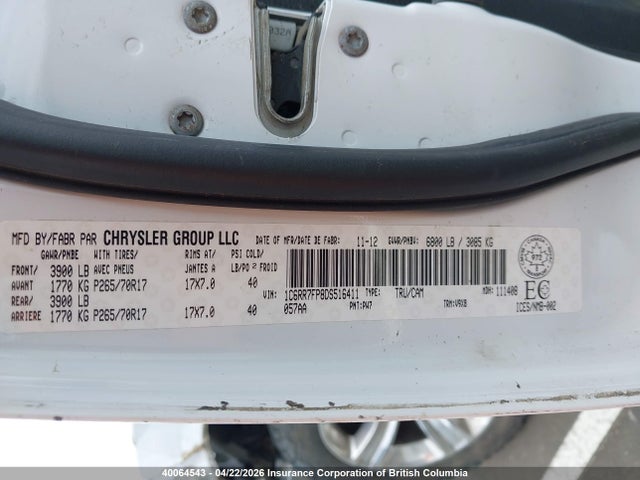 40064543 :رقم المزاد ، 1C6RR7FP8DS516411 vin ، 2013 Ram 1500 St مزاد بيع