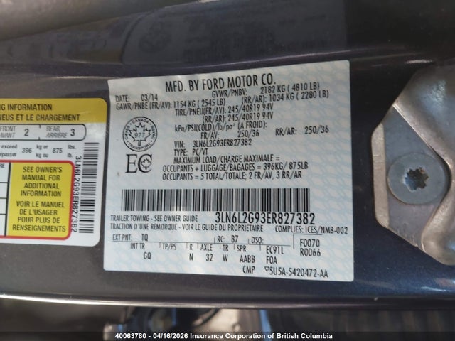 3LN6L2G93ER827382 Lincoln MKZ