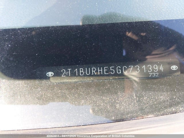 2T1BURHE5GC731394 Toyota Corolla L/le/le Pls/prm/s/s Pls