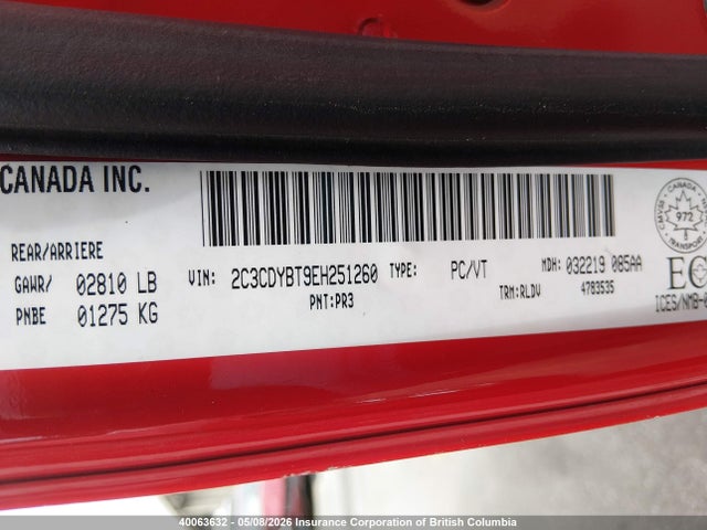 2C3CDYBT9EH251260 Dodge Challenger R/t