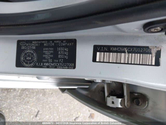 Продажа на аукционе авто 2007 Hyundai Accent Gl/gls, vin: KMHCN45CX7U127068, номер лота: 40064672
