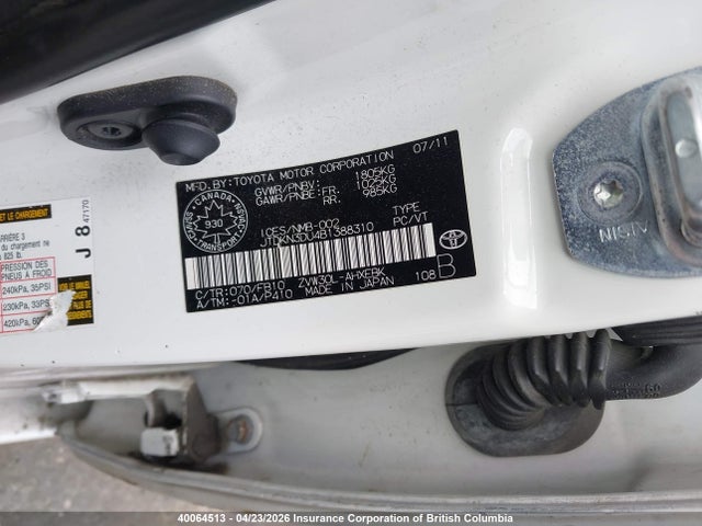 40064513 :رقم المزاد ، JTDKN3DU4B1388310 vin ، 2011 Toyota Prius مزاد بيع