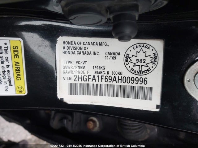 Aukcja sprzedaży 2010 Honda Civic Sport, vin: 2HGFA1F69AH009996, numer aukcji: 40061732