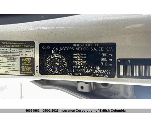 Продажа на аукционе авто 2018 Kia Forte, vin: 3KPFL4A71JE203699, номер лота: 40064962