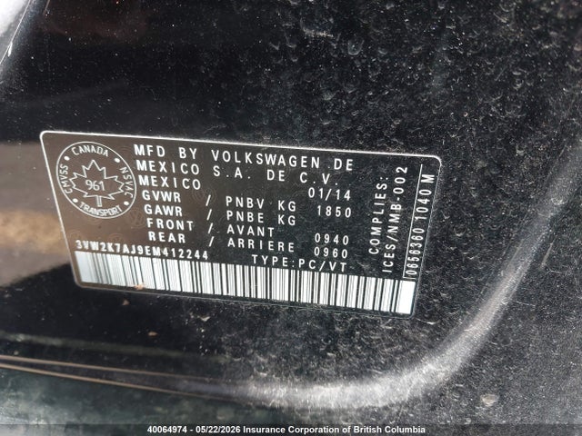 Продажа на аукционе авто 2014 Volkswagen Jetta, vin: 3VW2K7AJ9EM412244, номер лота: 40064974