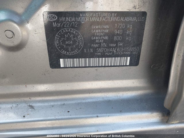 Продаж на аукціоні авто 2013 Hyundai Elantra Limited, vin: 5NPDH4AE6DH158850, номер лоту: 40064980