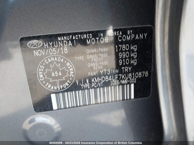 KMHD84LF7KU810878 Hyundai Elantra Sel/value/limited