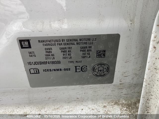 1G1JC6SH8F4188309 Chevrolet Sonic