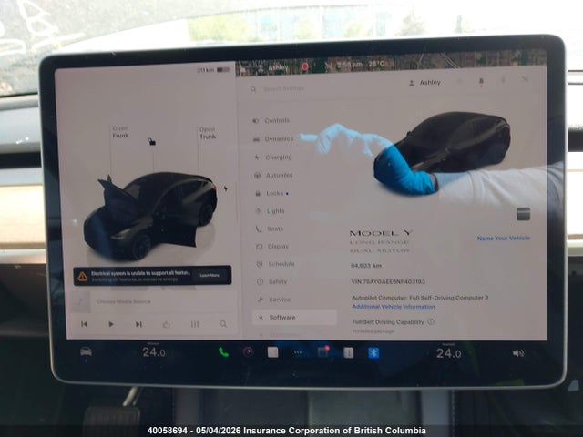 7SAYGAEE6NF403193 Tesla Model Y