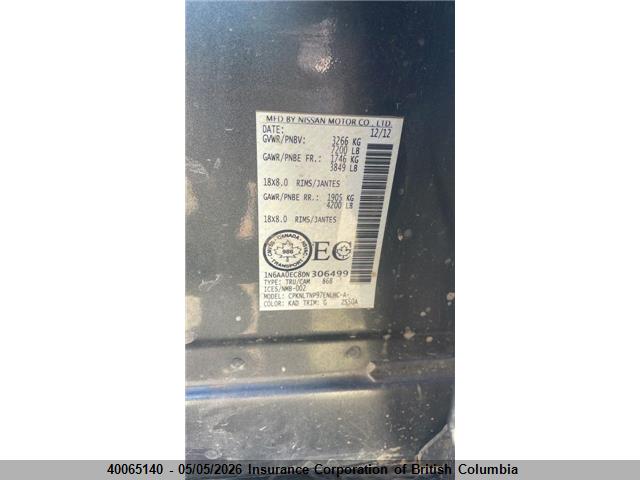 2013 Nissan Titan მანქანა იყიდება აუქციონზე, vin: 1N6AA0EC8DN306499, აუქციონის ნომერი: 40065140