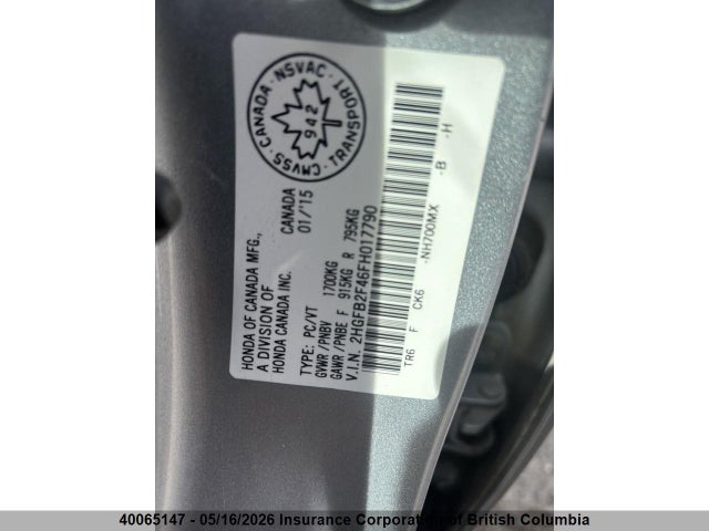 Aukcja sprzedaży 2015 Honda Civic, vin: 2HGFB2F46FH017790, numer aukcji: 40065147