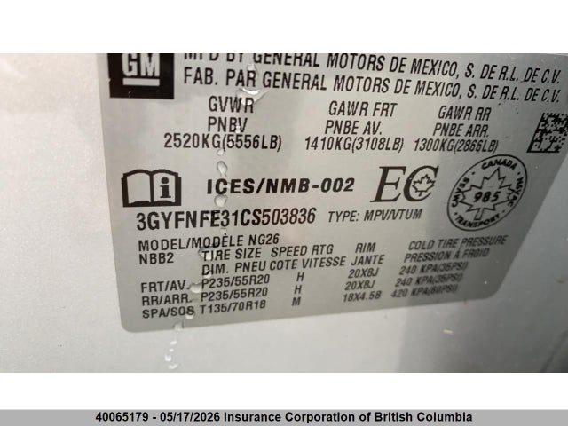 2012 Cadillac Srx მანქანა იყიდება აუქციონზე, vin: 3GYFNFE31CS503836, აუქციონის ნომერი: 40065179
