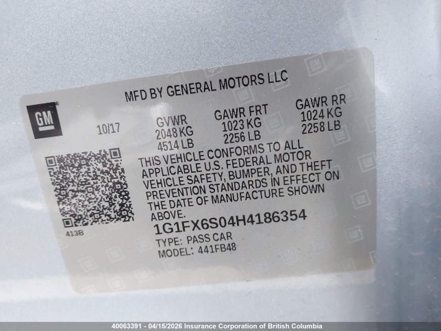 1G1FX6S04H4186354 Chevrolet Bolt Ev Premier