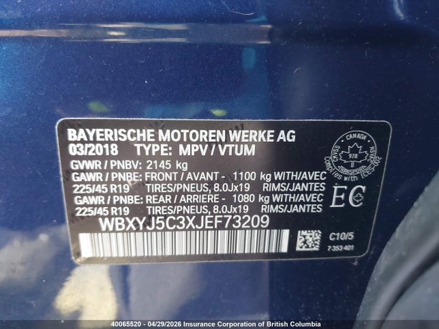 WBXYJ5C3XJEF73209 BMW X2