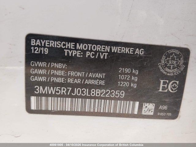 3MW5R7J03L8B22359 BMW 330XI