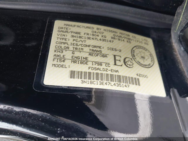 Продаж на аукціоні авто 2007 Nissan Versa S/sl, vin: 3N1BC13E47L435147, номер лоту: 40063307