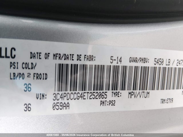 Aukcja sprzedaży 2014 Dodge Journey Sxt, vin: 3C4PDCCG4ET252065, numer aukcji: 40061880