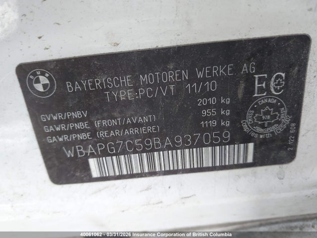 Продажа на аукционе авто 2011 Bmw 323 I, vin: WBAPG7C59BA937059, номер лота: 40061062