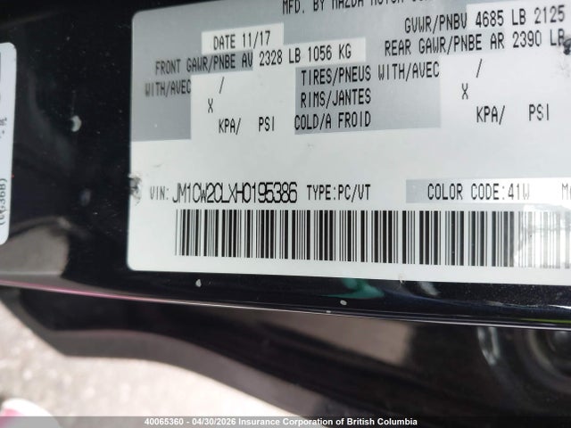 Aukcja sprzedaży 2017 Mazda 5 Touring, vin: JM1CW2CLXH0195386, numer aukcji: 40065360