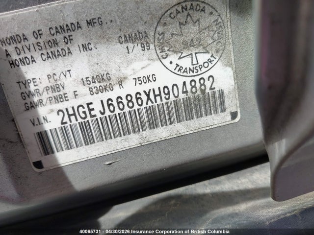 Aukcja sprzedaży 1999 Honda Civic, vin: 2HGEJ6686XH904882, numer aukcji: 40065731