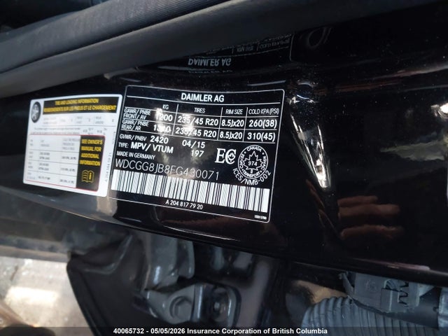 WDCGG8JB8FG430071 Mercedes-Benz Glk 350 4matic