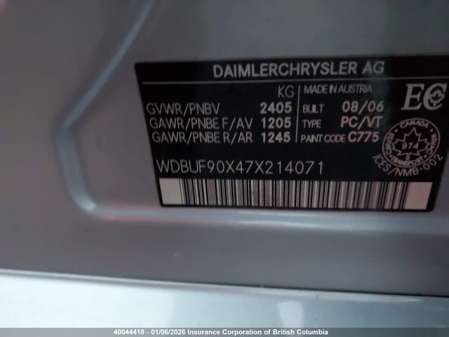 Продажа на аукционе авто 2007 Mercedes-benz E 550 4matic, vin: WDBUF90X47X214071, номер лота: 40044418