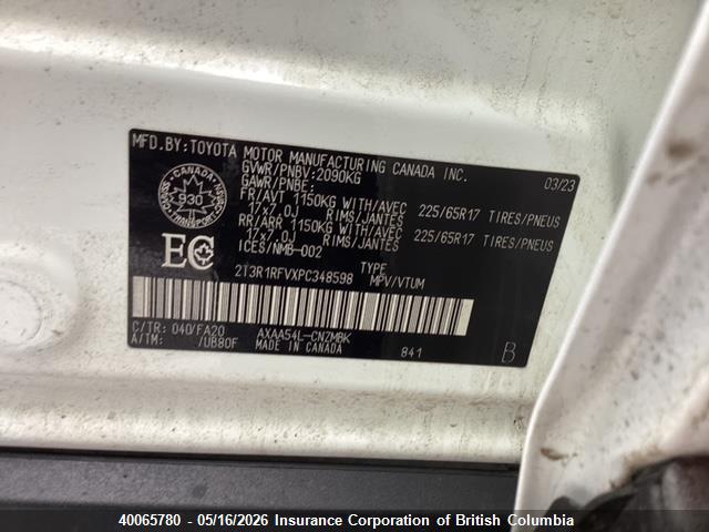 40065780 :رقم المزاد ، 2T3R1RFVXPC348598 vin ، 2023 Toyota Rav4 مزاد بيع