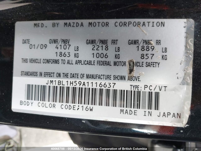 2010 Mazda Mazda3 Gs/gt მანქანა იყიდება აუქციონზე, vin: JM1BL1H59A1116637, აუქციონის ნომერი: 40065788