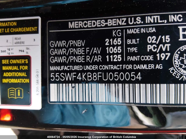 55SWF4KB8FU050054 Mercedes-Benz C 300 4matic