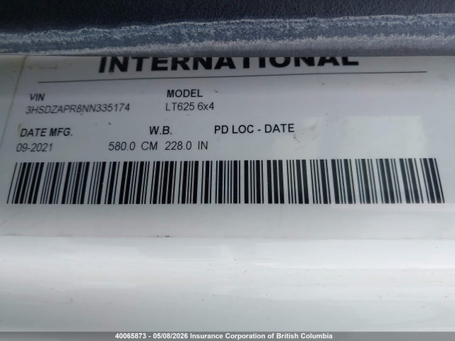 Aukcja sprzedaży 2022 International Lt, vin: 3HSDZAPR8NN335174, numer aukcji: 40065873